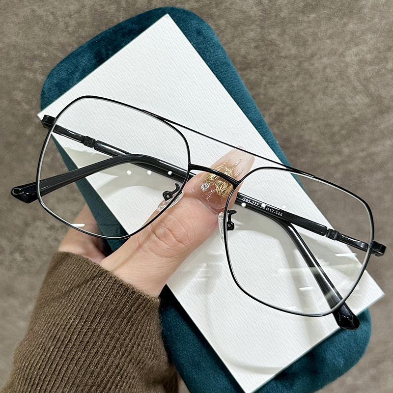 Ultra-light anti-blue light myopia glasses frame for women, plain glasses, metal frame G95-277