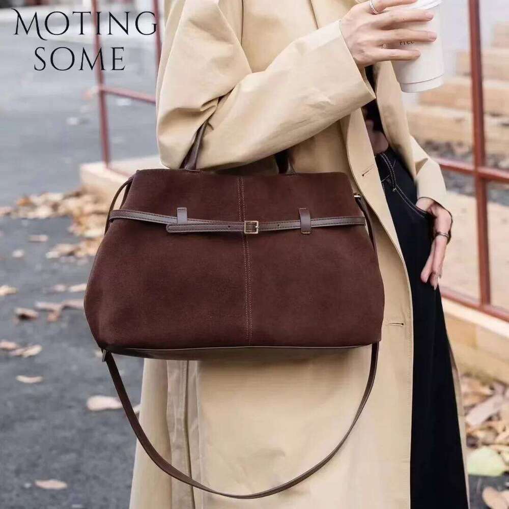Motingsome Suede Leather for Women Frosted Bag Retro New Autumn and Winter Casual Shoulder Handbag Commuter Tote bag