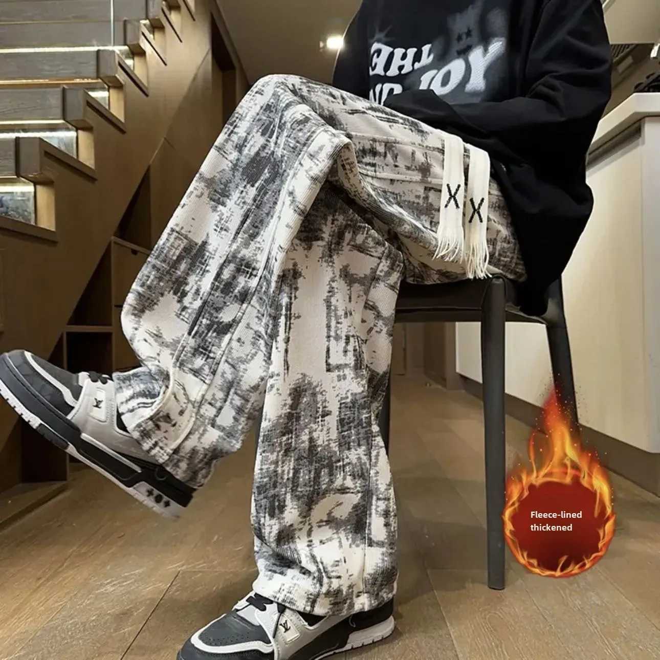 Winter Corduroy Thickened Pants Mens Loose-Fit Casual Trousers Youth Sport New Model Heavy Duty Trousers For Autumn/Winter W250819