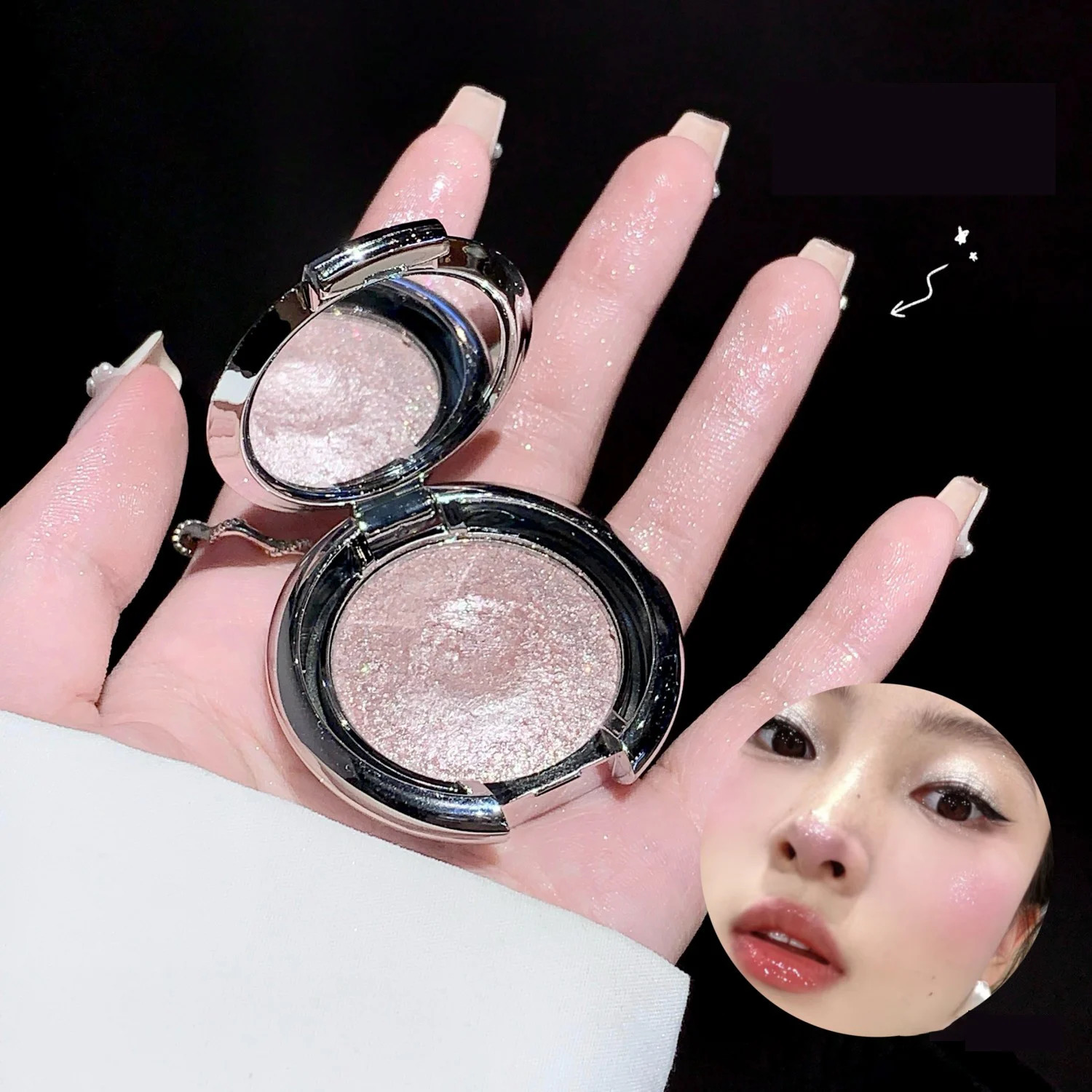 Diamond White Highlighter Palette Pink Cream Waterproof High Gloss Glitter Body Highlight Eyeshadow Brighten Face Contour Makeup 250811
