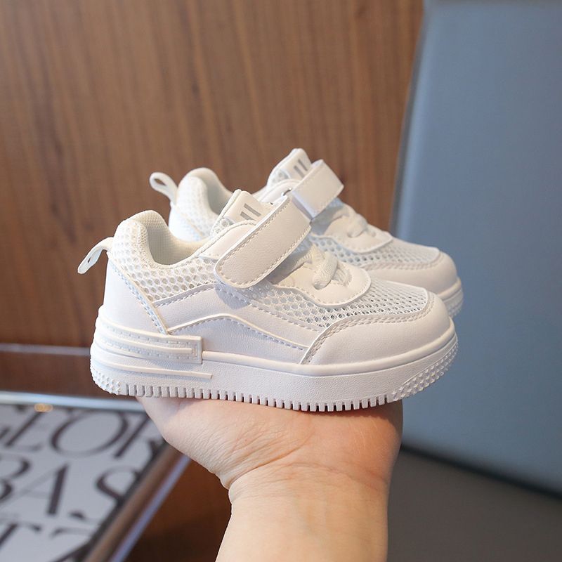 Toddler White Shoes Summer Spring Autumn Winter Kids White Sneakers Boys Sport Shoes Breathable Mesh Leather School Children Girls Shoes Sizes 21 - 30