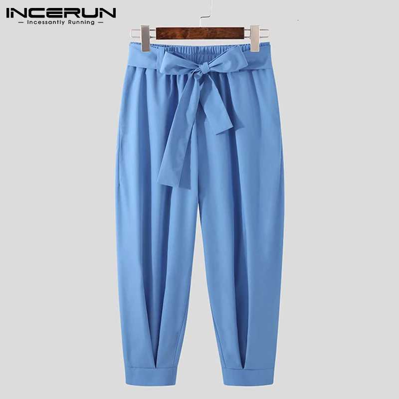 2024 New Mens Fashion Solid Color Pants DrAWstring Leisure Harem Trousers Chinomens Loose Wide Leg Pants Trousers S-5XL W250819