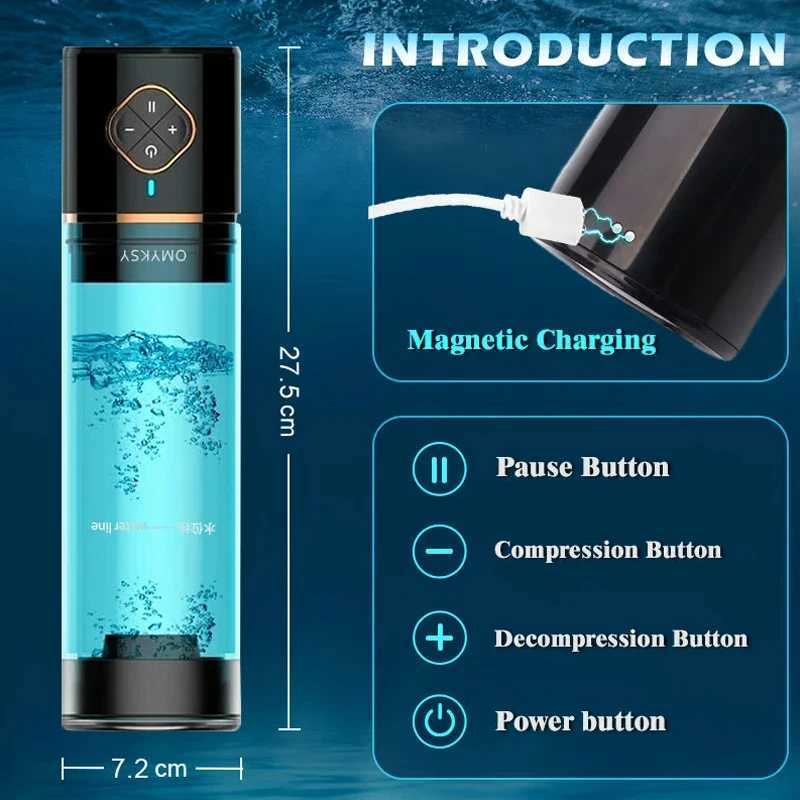 Water Penis Enlarge Vacuum Pump Sex Toys Male Electric Penis Enlargement Extend Pump Automatic Suction Stronger Bigger Erections XJ250819