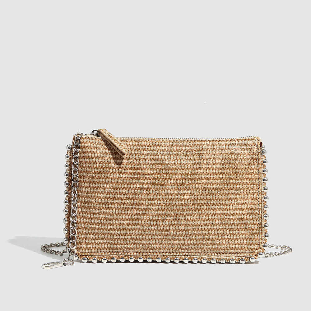Designer Woven Beaded Small Square Fashion Single Shoulder Bags Crossbody Chain Versatile Designer Zipper Women's Bag