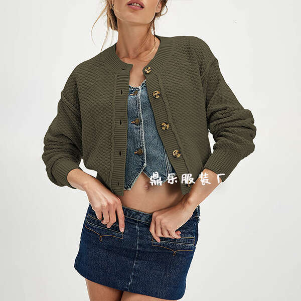 Autumn Winter New Temu Women's Fashion Loose Cardigan Knitted Single-Breasted Jacket B5