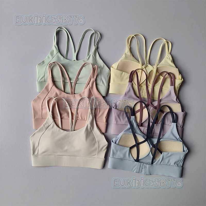 High Impact Shockproof Gathered Sports Bra with Integrated Fixed Chest Pads Thin Straps Cross Back Design and Fitness Bra H250819
