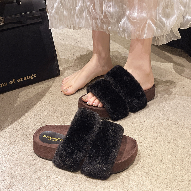 new Free delivery designer Women cotton mop Fashionable women's woolen slippers with velvet for home warmth and anti slip cotton slippers