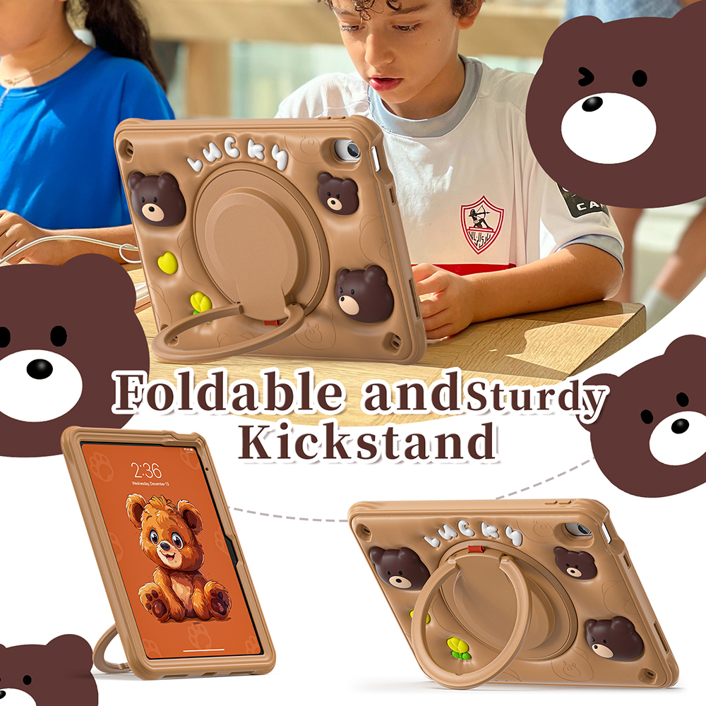 For iPad Tablet Case A16 11th Case 11"/10.9" 10th Gen soft silicone Durable and drop resistant 3D cute cartoon dog ,bear,dolphin,duck,dragon