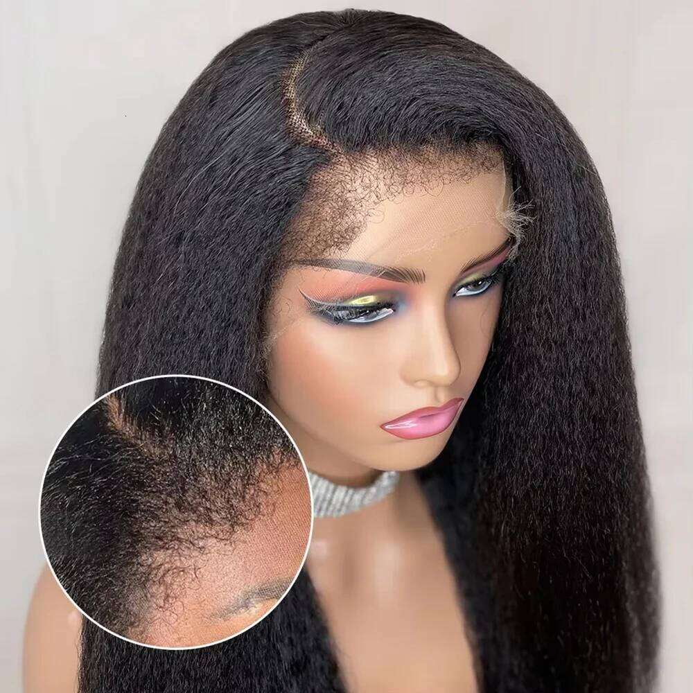 Kinky 13X6 HD Frontal 4C Edges Curly Natural Baby Wig Yaki Straight Lace Front Human Hair Wigs