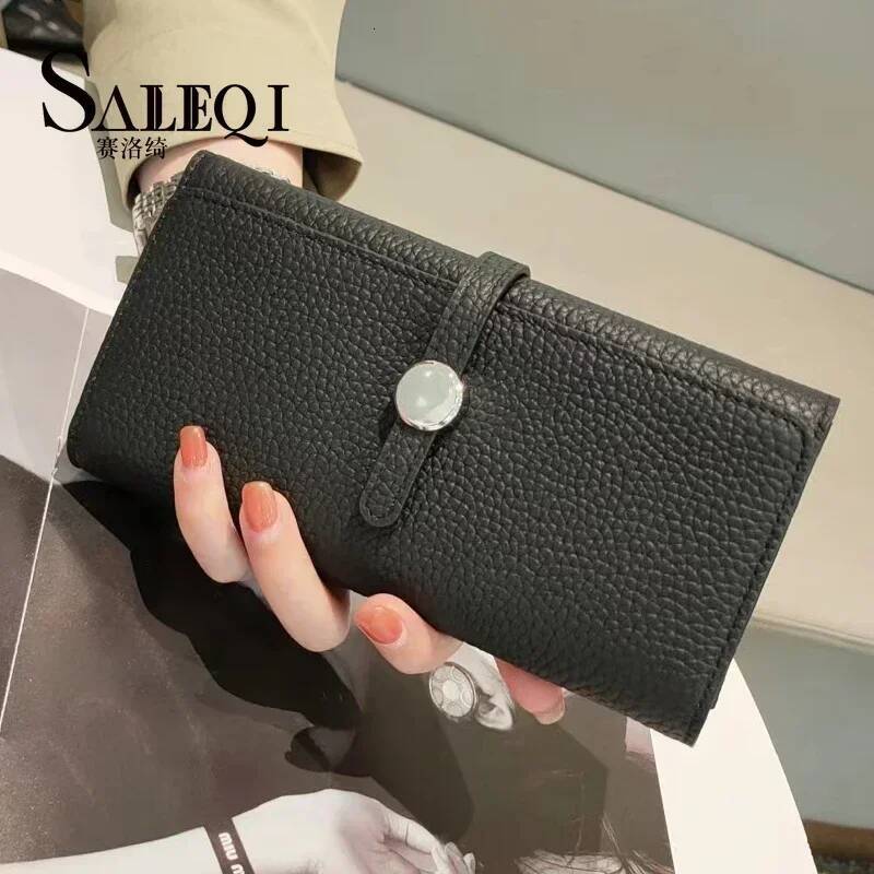Genuine Leather Wallet Women Long Clutch Fashion Brand Ladies Purses Card Holder Zipper Coin Pocket High Quality Billfold