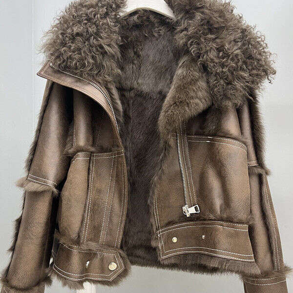 Jacket hoodie spider hoodie designer hoodie New Rabbit Sheepskin Women's Fur Coat with Wool Collar Slim Fit Korean Style Youthful Women