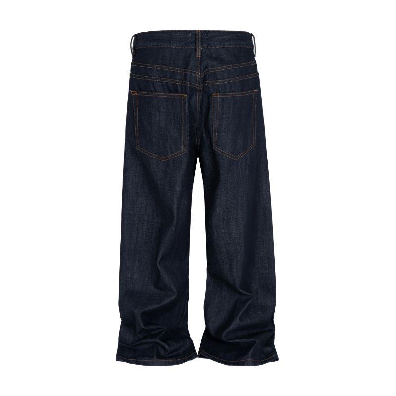 MIJKO High Street Cleanfit Drak Blue Jeans for Men and Women Straight Vintage Casual Denim Trousers ZJ089