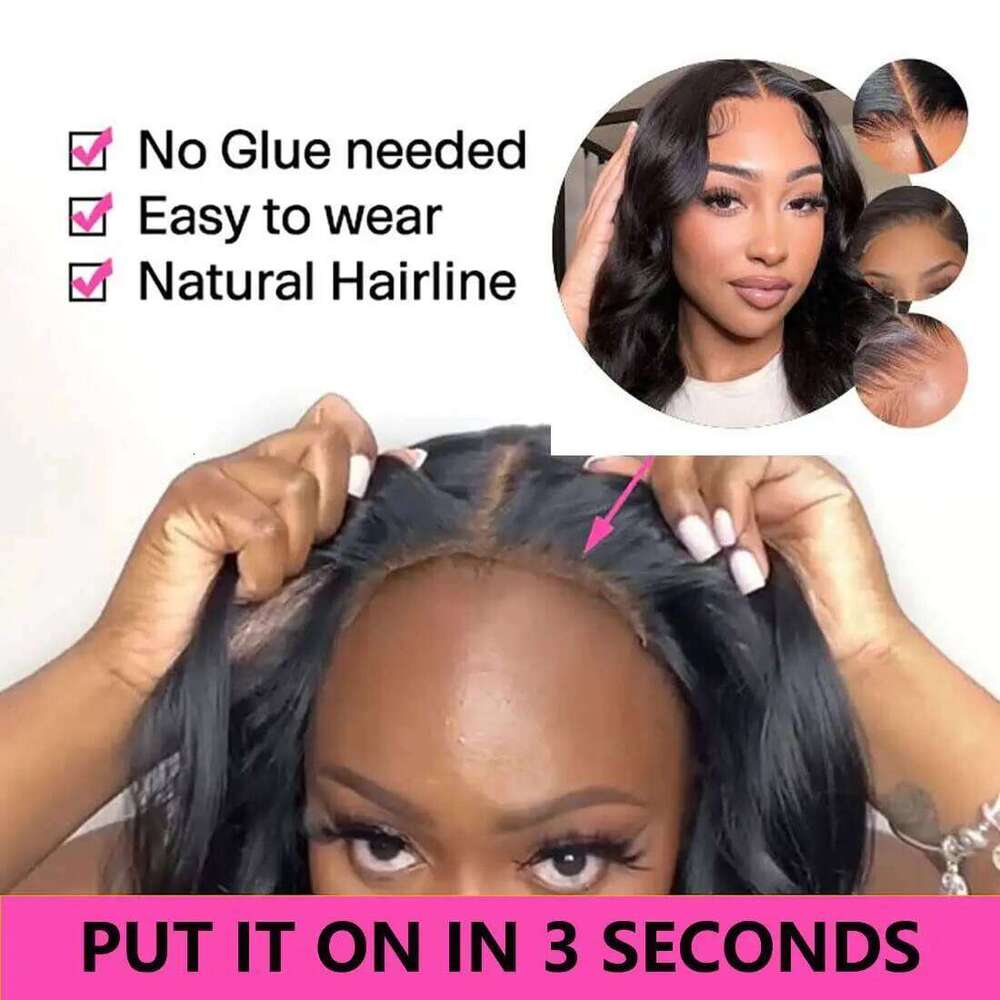 Glueless Human Hair Ready To Wear Pre Cut Preplucked 6X4 5X5 Transparent Body Wave Lace Closure Wig Brazilian Wigs Bling
