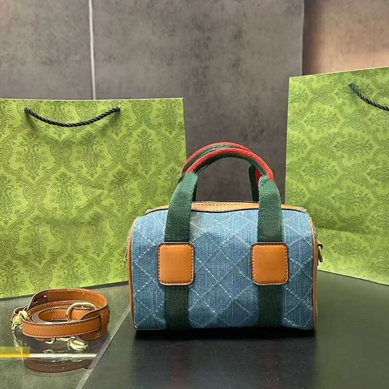 Designer bag Stripes totes bag canvas luxury bag Boston Crossbody bag Spell leather Rice dumpling color A summer favorite