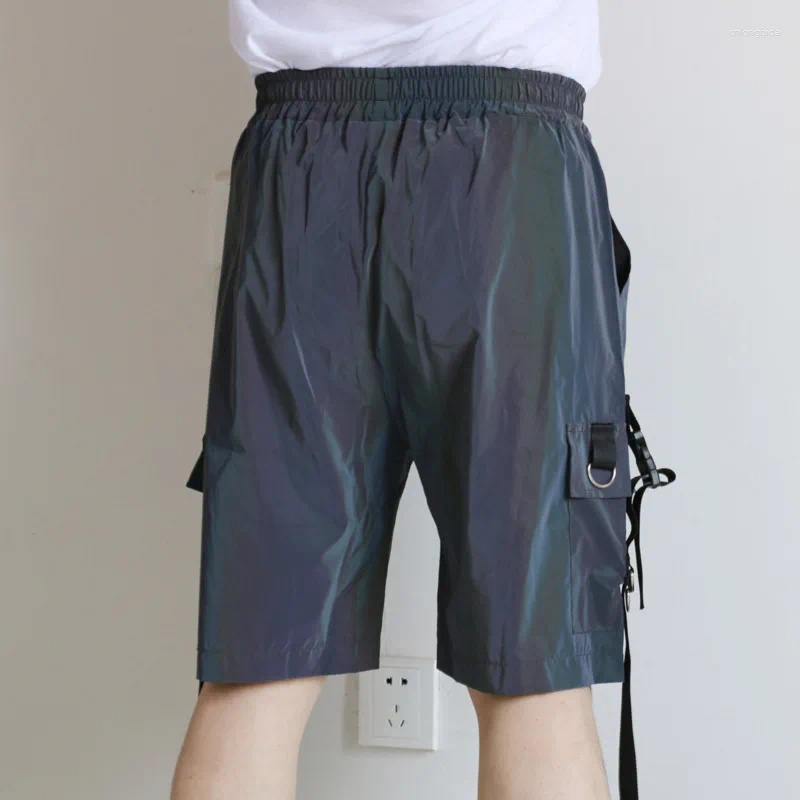 Men's Shorts Trendy Brand Design Colorful Reflective Cargo For Men Summer Loose High Street Hip-Hop Wide-Leg Five-Point Pants