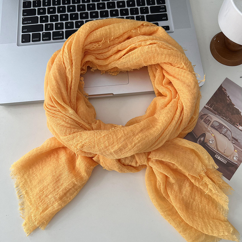 K1683 Korean solid color high-end scarf for women - new long style for autumn and winter, warm neck protection scarf