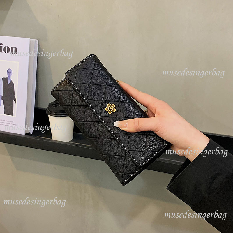 Luxury Brand Designer Purse Camellia Long Wallet For Women 2025 New Korean Style Fashion Coin Purse Large Capacity Fold Clutch For Women