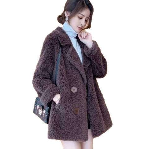Thickened Lamb Velvet Jacket Women's Mid-Length Hot Sale Of The Season Winter New Loose Slim Fur Integrated Particle Velvet Coat