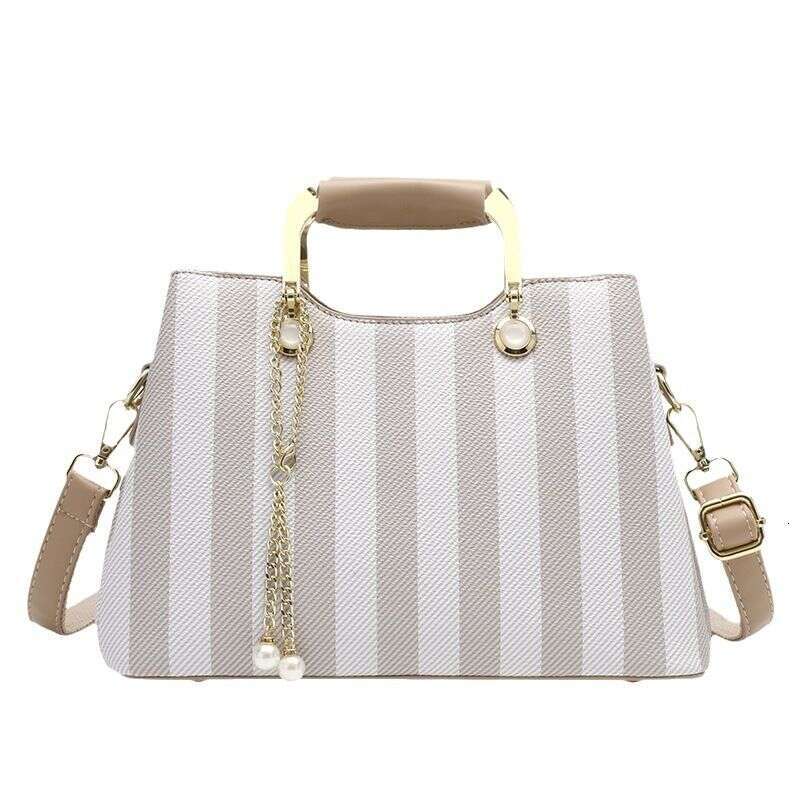 Chic Ladys Stripe Patterned Shoulder Tote - Versatile Multi-Shade Design