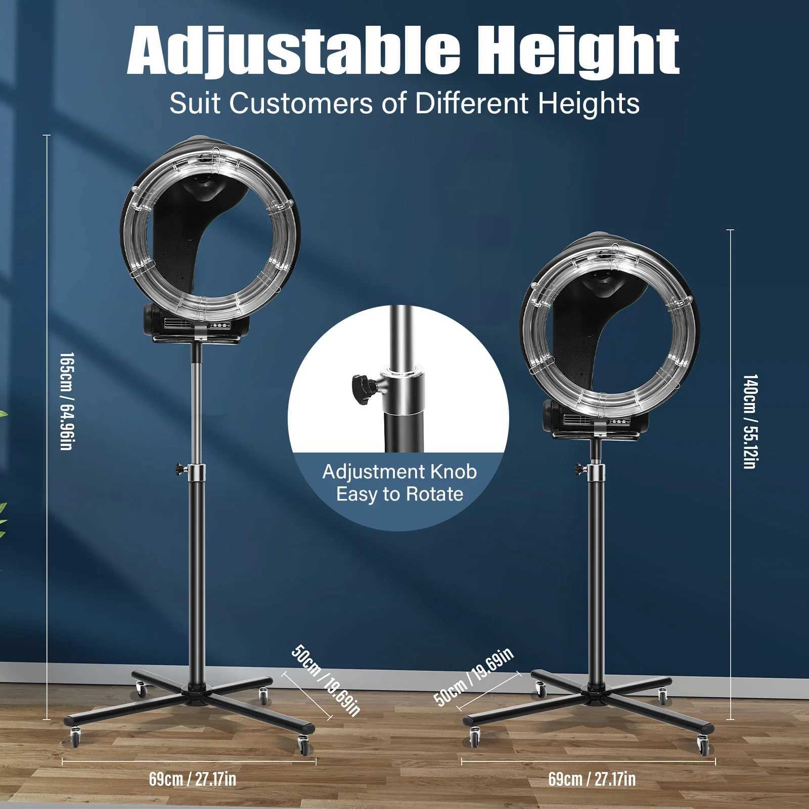 Professional Infrared Hair Dryer - Adjustable Height Temp Time Control Durable Build Easy Move Install Ideal for Salons W250819