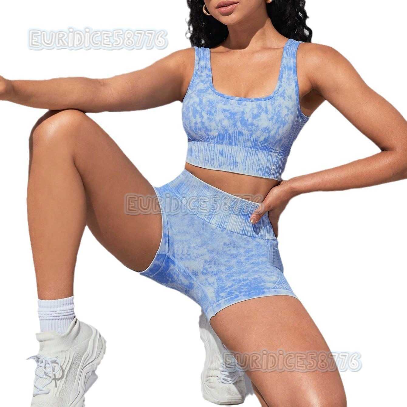 Frosted Sports Yoga Suit Women High Waist Hip Lift Fitness Shorts Running Shockproof Bra Vest Breathable H250819