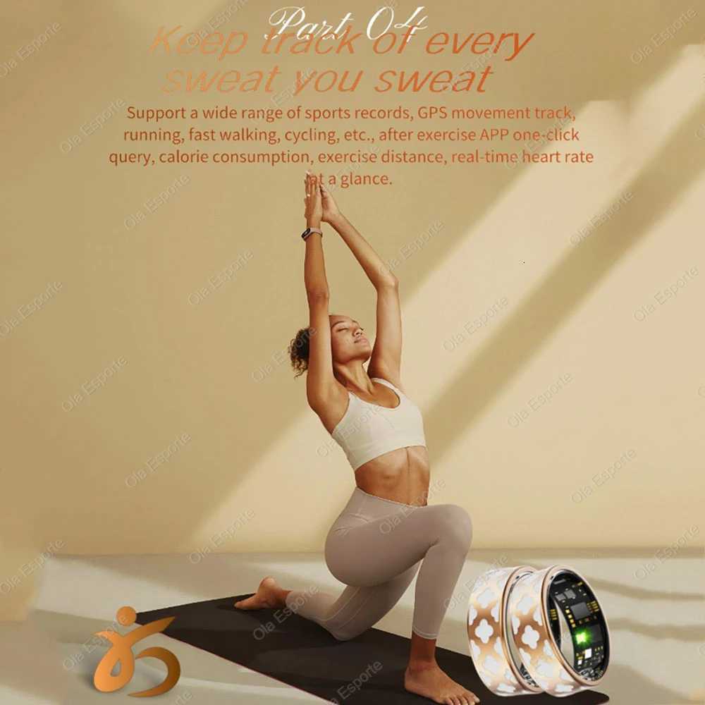 2025 New Women Gold Smart Ring Health HRV Monitor Heart Rate Sleep Monitor 10ATM Deep Waterproof Remote Control Smart Ring Gifts W250819