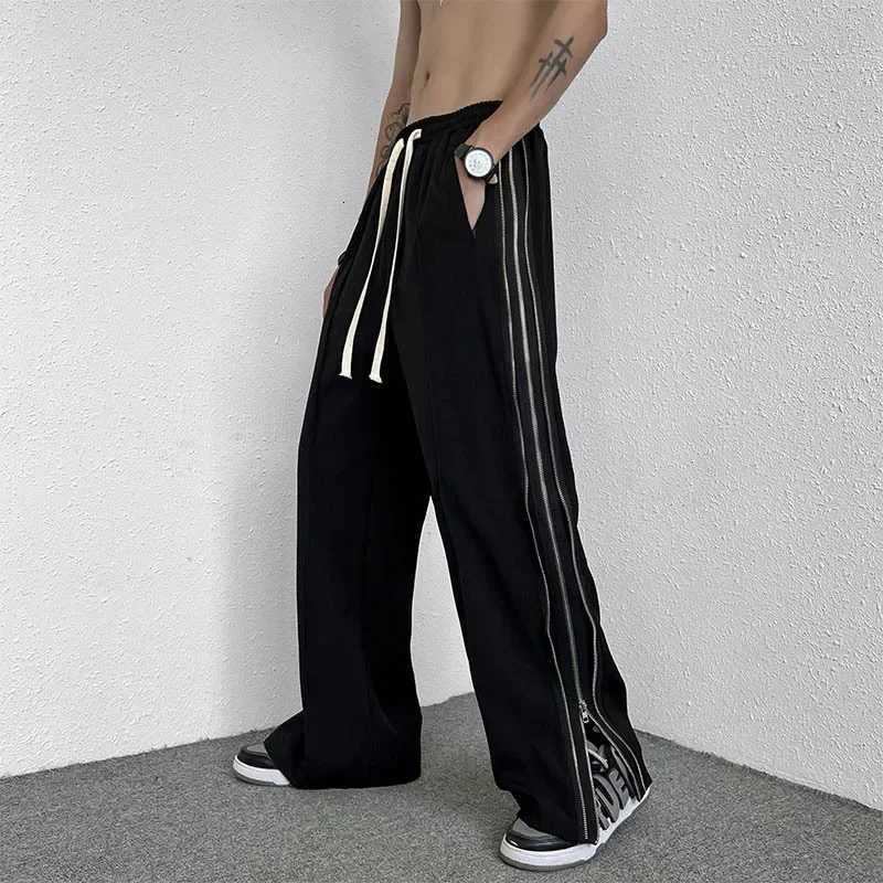 Summer Fashion High Street Side Zip-Up Pants Mens Casual Straight-Leg Draped Loose Fit Hip Hop Street Style Trendy Brand W250819