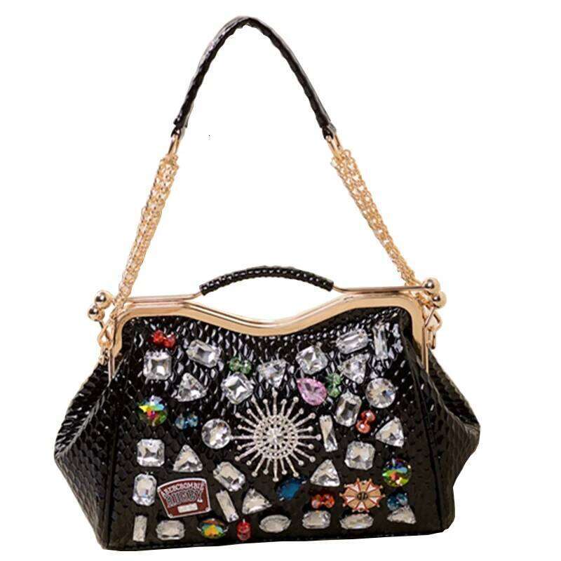 Genuine Leather Dias Women Handbags New Fashion Lady Tote Bag Colorful Crystals Chain Shoulder Messenger Bags
