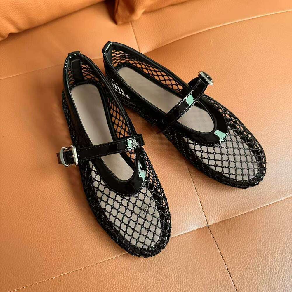 Round Toe Fishnet Hollow Mary Jane Shoes Women 2025 Summer New 35-42 Large Size Sandals