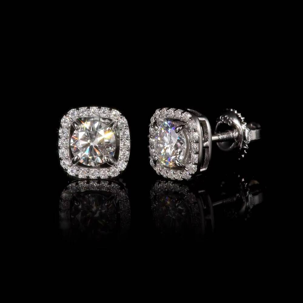 Earrings D Color VVS Moissanite Lab Diamond 925 Sterling Silver Stud Earrings Iced Out Vintage Style for Men Women