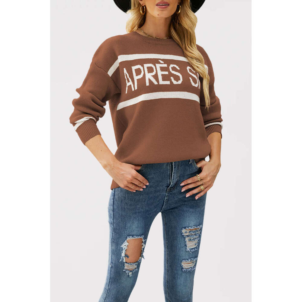 New Autumn And Winter Women's Sweater Round Neck Letter Jacquard Fashion Knitwear B5