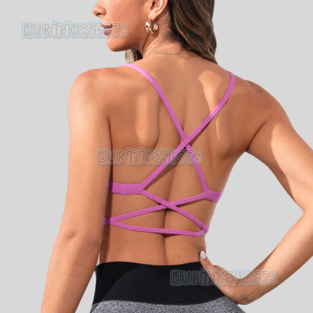 Breathable Chest Pad Thin Shoulder Strap Y-shaped Beautiful Back High Strength Shockproof Sports Underwear Running Fitness Yoga Wear Women H250819