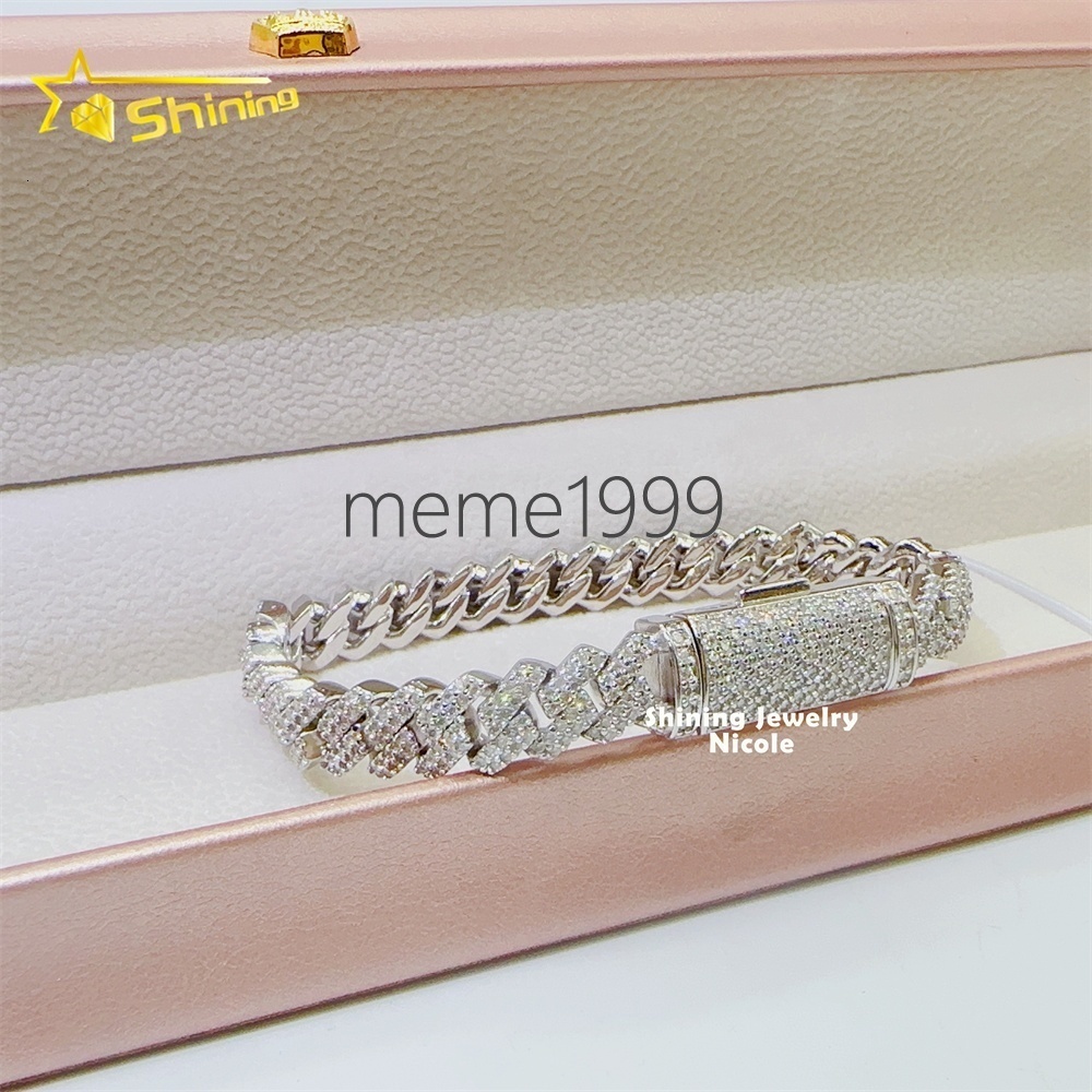 Wholesale Price Best Quality 925 Silver Custom Necklace Jewelry 8mm 10mm Iced Out Moissanite Cuban Link Chain