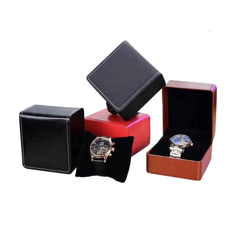 High Grade Single Watch Gift Boxes with Pillow PU Leather Wristwatch Display Case Organizer for Men Watch Packaging Box Jewelry 250819