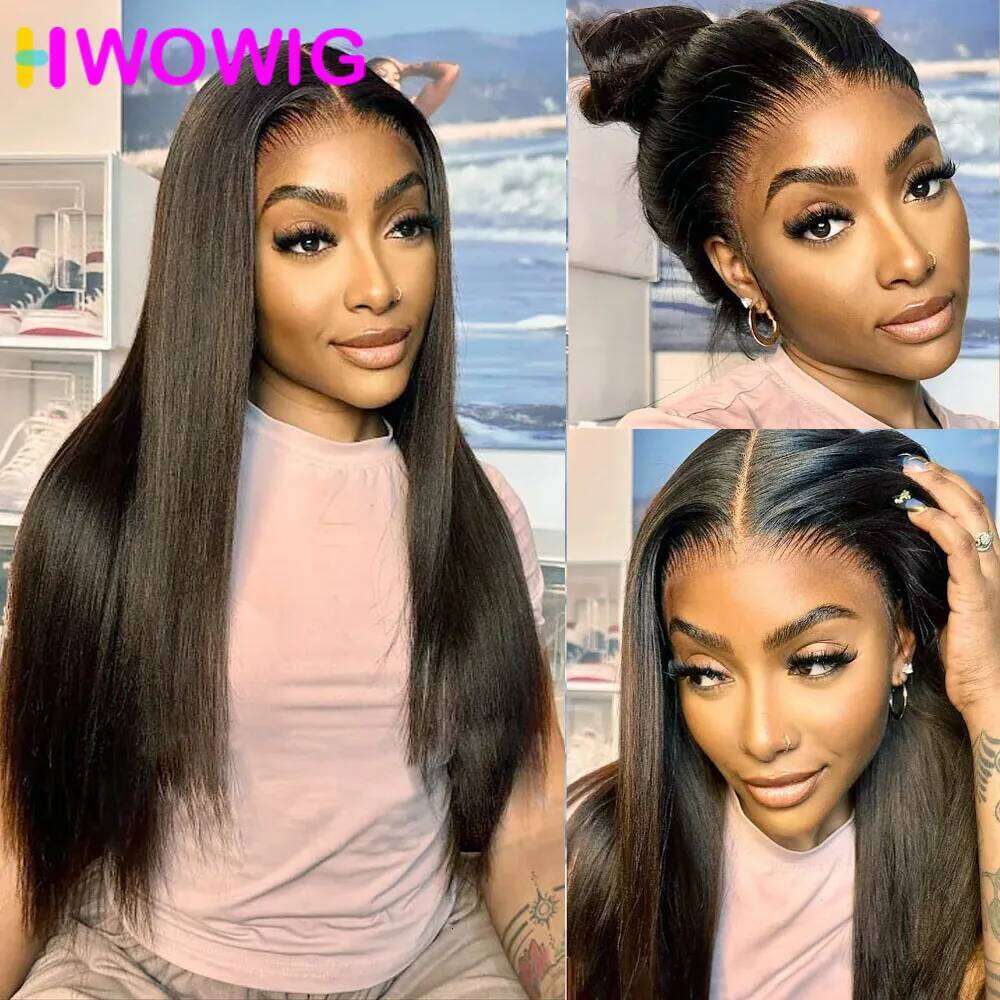 250 Density Real HD 360 Full Invisible Strap Snug Fit Glueless Straight Frontal 30 Inch Lace Front Wig Human Hair