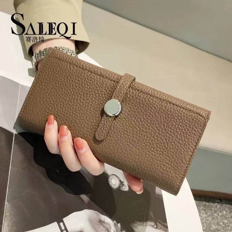 Genuine Leather Wallet Women Long Clutch Fashion Brand Ladies Purses Card Holder Zipper Coin Pocket High Quality Billfold