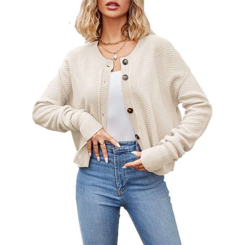 Autumn Winter New Knitted Cardigan Women Women's Clothing Single Row Button Commuter Sweater Coat B5