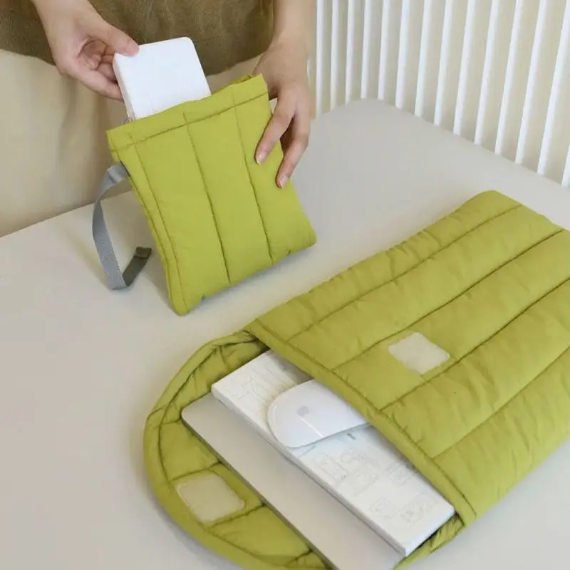 Ins Green Laptop Sleeve Case 11 13 14 15 16 Inch HP DELL Notebook Bag Carrying Bag Air Pro 13.3 Shockproof Case Women 250814