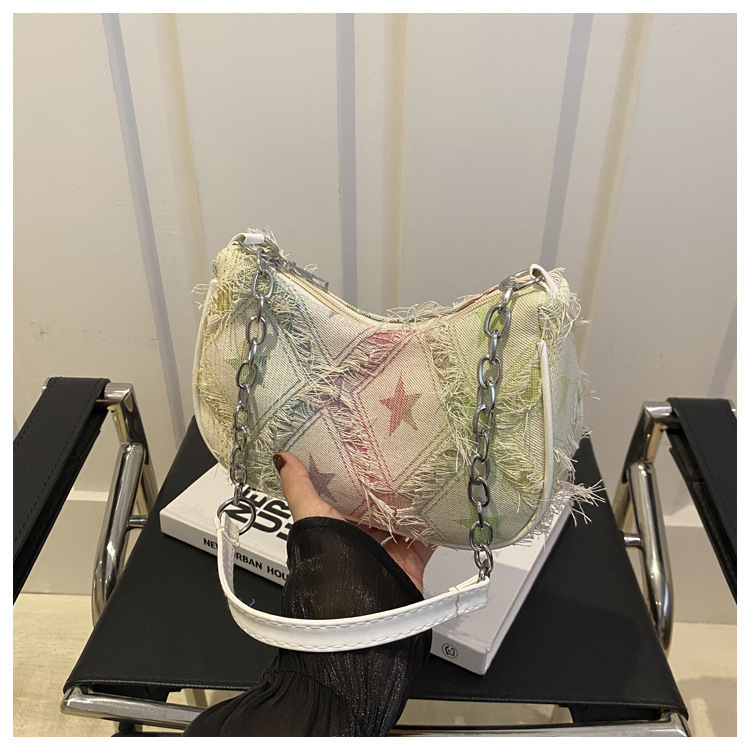 2025 Autumn Fashion Design Casual Personality Gradient Star shaped Cowboy Chain Shoulder Small Square Women's Bag Women's Crossbody Bag Desi