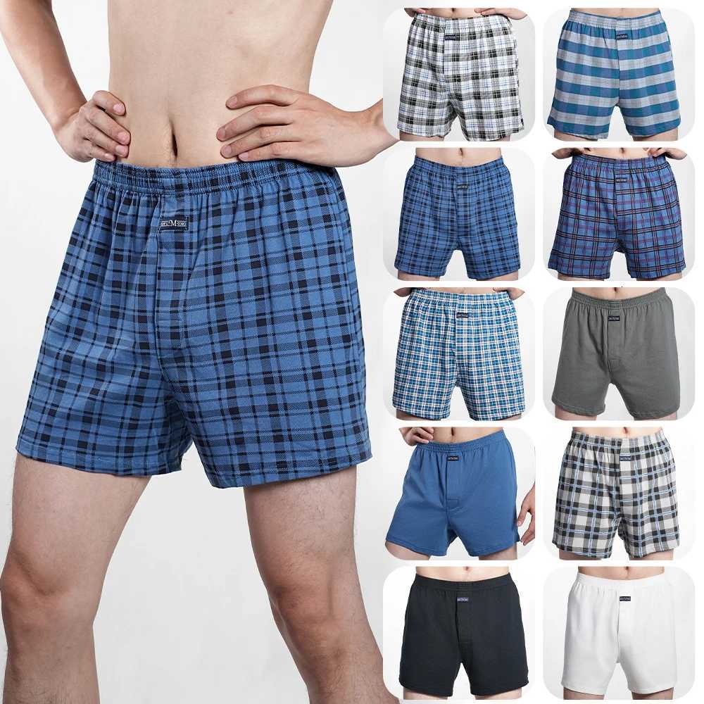 Mens High Waist Big Underpants Pure Cotton Boxer Shorts Underwear Casual Plaid Plus Size Aro Pants Pajama Bottoms at Home M-3XL W250819