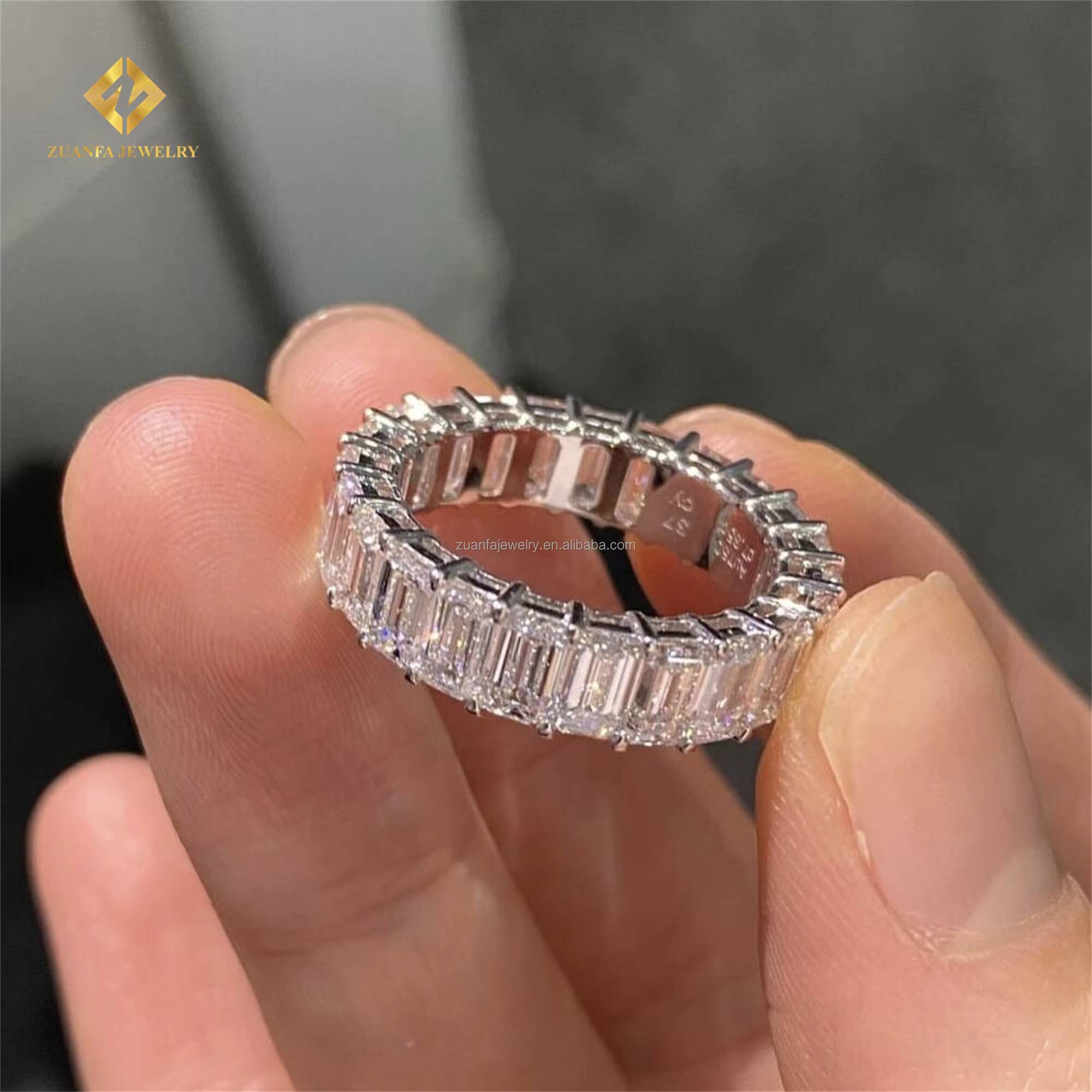 Anniversary Bridal Jewelry Top Quality 10k White Gold VVS1 Oval Moissanite Diamond Fully Engagement Eternity Band Ring Women
