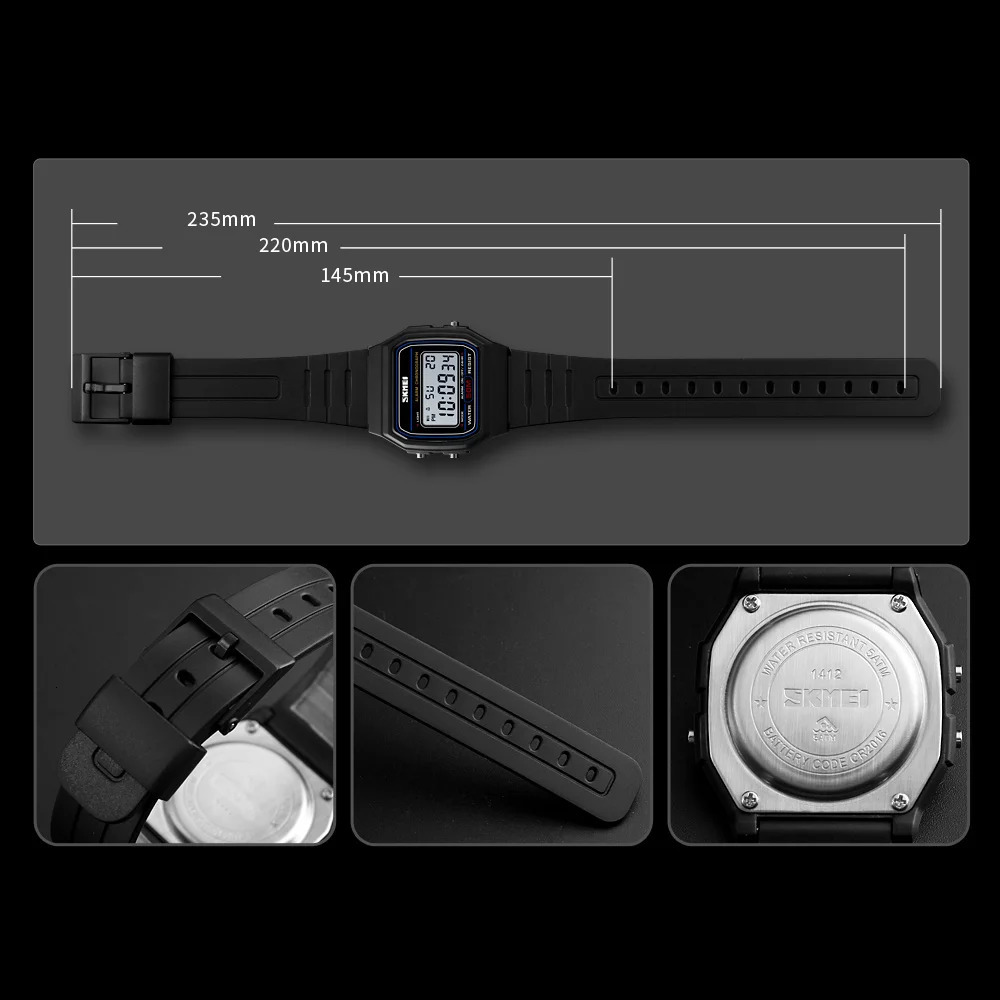 SKMEI 1412 Waterproof Display Date Week Female Wristwatch Sports Couple Watches Relogio Feminino Fashion Women Digital Watch 250819