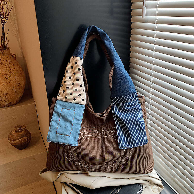 Artistic Niche Tote for Women 2025 Summer Color Block Patchwork Daily Commute Bags Designer Versatile Shoulder Underarm Bag