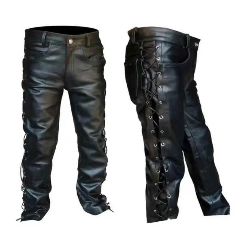 New Adult Mens Gothic Medieval Pants Retro Renaissance Viking Clothing Leather Pants Plus Size W250819