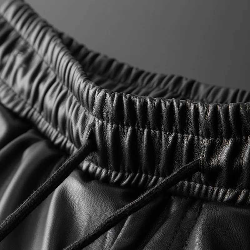 Mens Leather Pants Superior Quality Elastic Waist Jogger Pants PU Leather Motorcycle Trousers Bikers Pants W250819