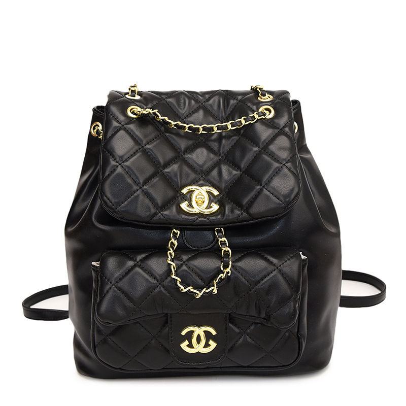 Designer female bag new fashion Rhombus embroidery chain backpack large capacity commuter backpack hot