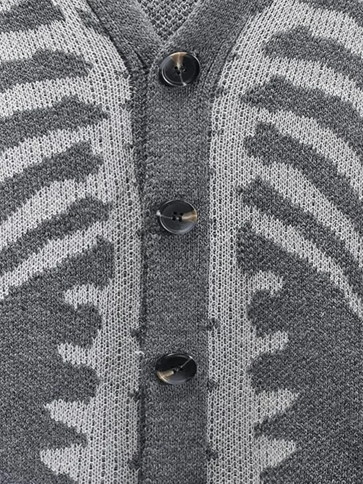 Mens Fashion Patterned Cardigan Sweater Long Sleeve Warm Knit Jacket 250819