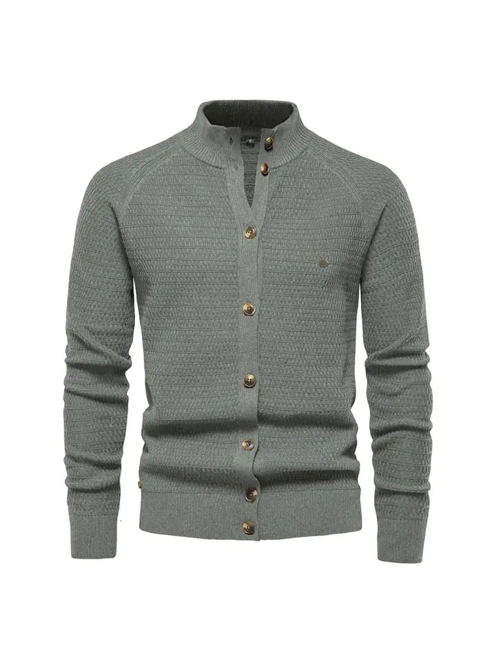 Knitted Mens High Quality Button Mock Neck Sweater for Men Winter Fashion ner Cardigans top 250819