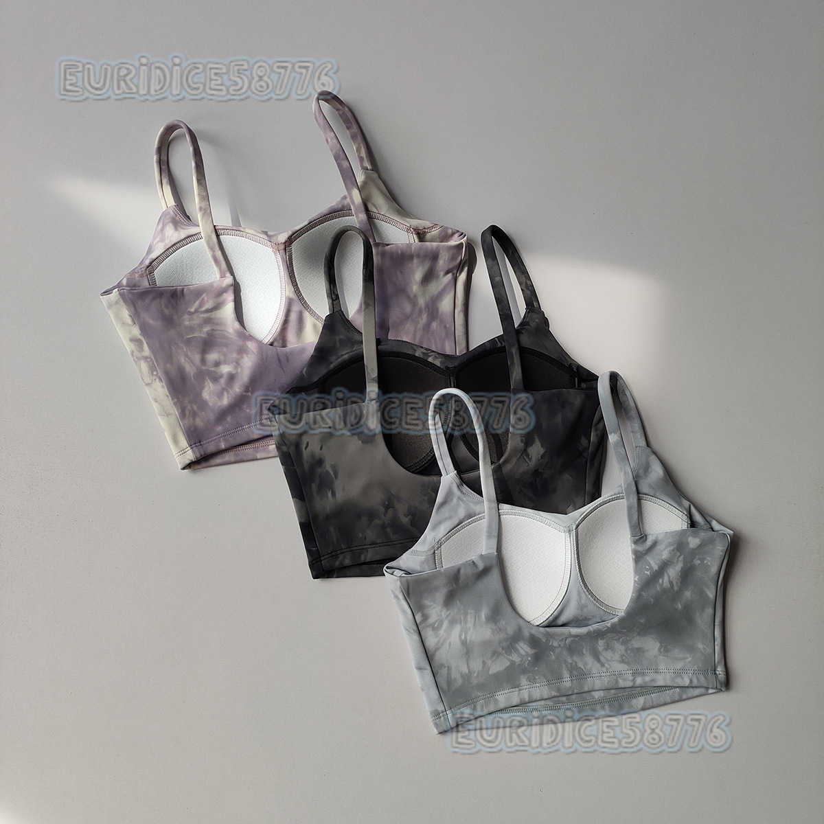 High-quality Sports Bra for Women Tie-dye Thin Straps Beautiful Back Fitness Camisole Yoga Bra Vest for Summer H250819