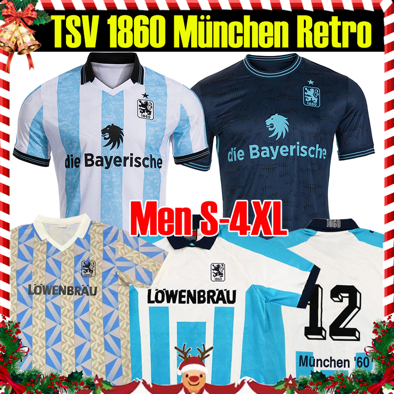 TSV 1860 MUnchens Soccer Jerseys Retro 1992 1996 Home Fynn Lakenmacher Vrenezi Meris Skenderovic Marcel Men Football Shirts